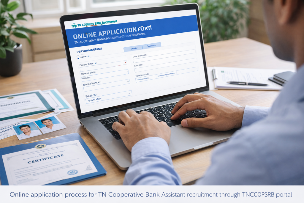 Online application process for TN Cooperative Bank Assistant recruitment through TNCOOPSRB portal before December 31 2025 deadline
