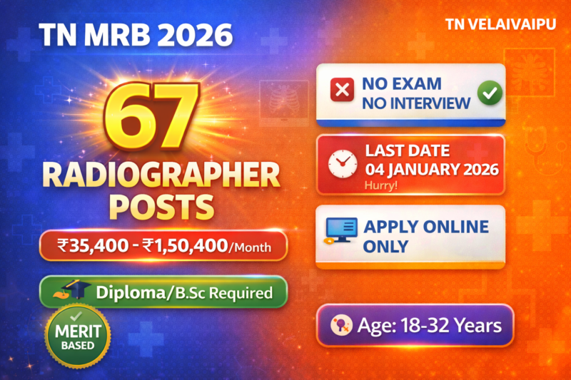 TN MRB Radiographer Recruitment 2026 – Apply Online for 67 Posts