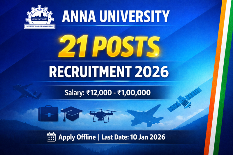 Anna University Recruitment 2026 – Apply Offline for 21 Project Scientist, Aerospace Engineer & Technical Posts