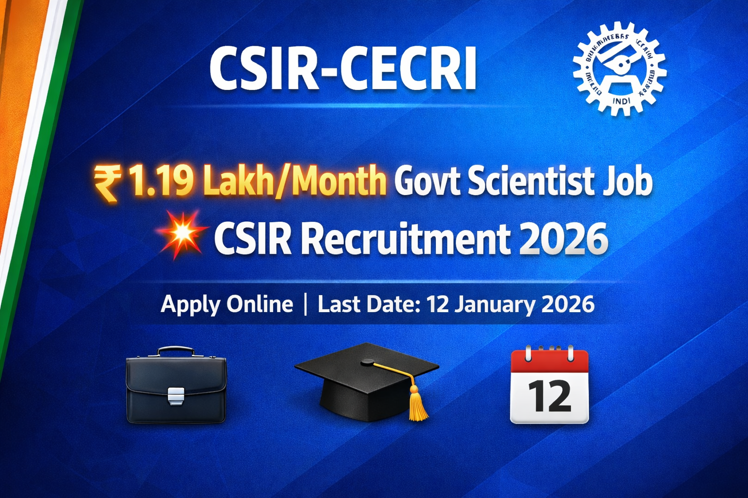 CSIR CECRI Scientist 2026 - Apply for 15 Posts